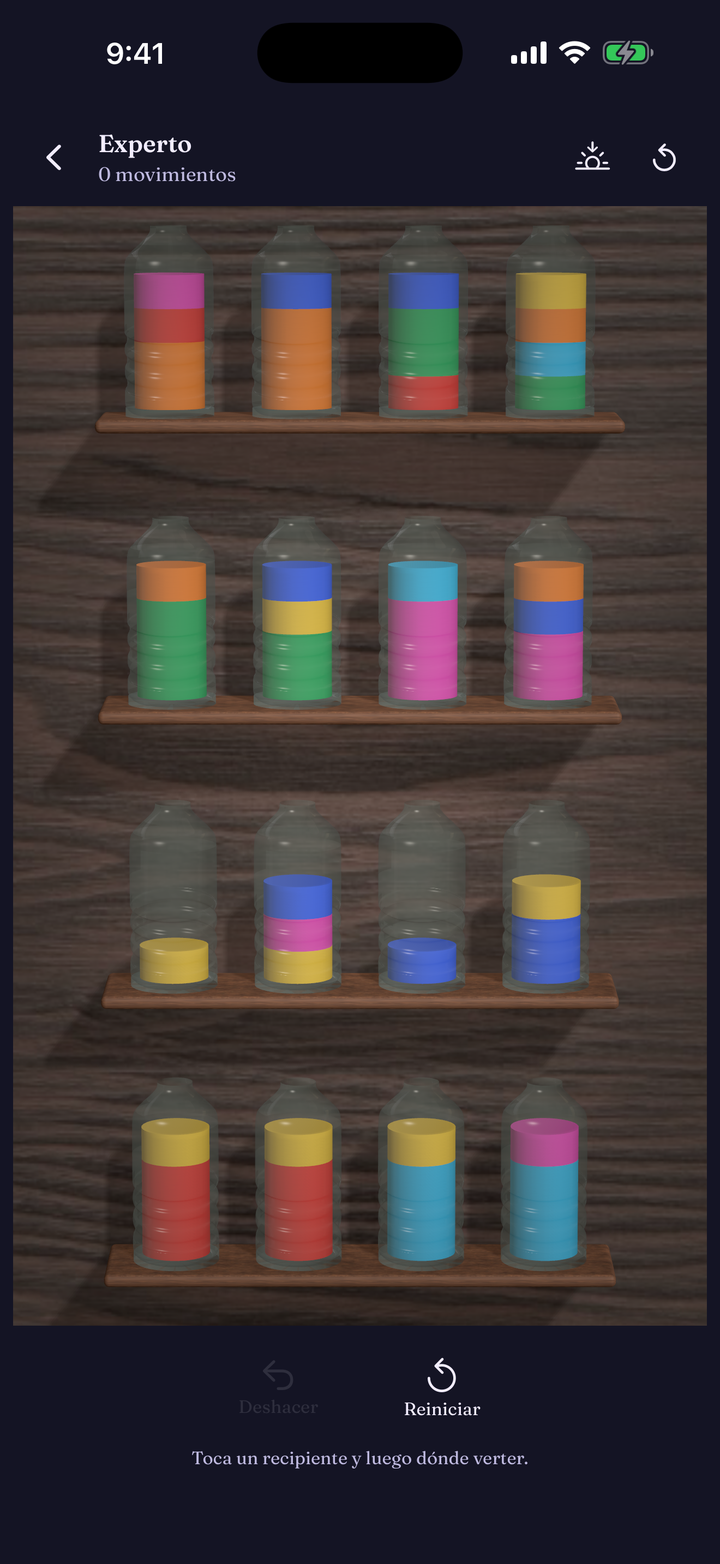 A denser Expert board of colourful vessels