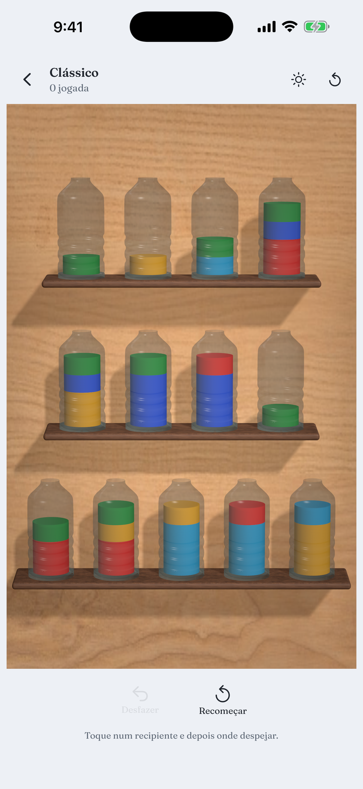 A board of glass vessels filled with layered colour
