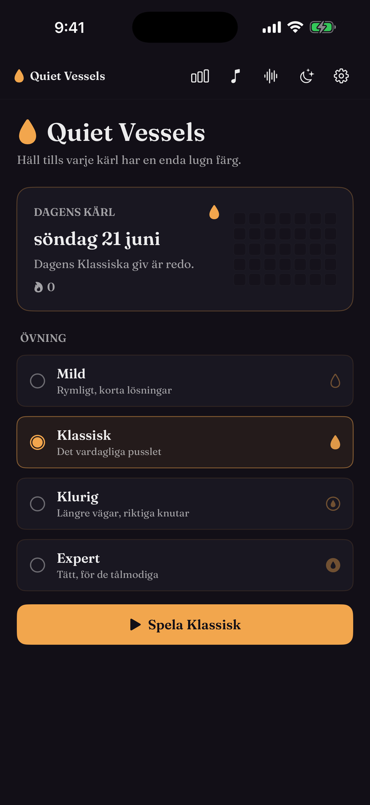Home screen with the daily puzzle